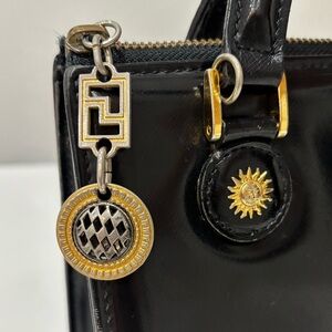 Vintage Gianni Versace Medusa Top Handle Satchel Black Gold Hardware 1990s Italy